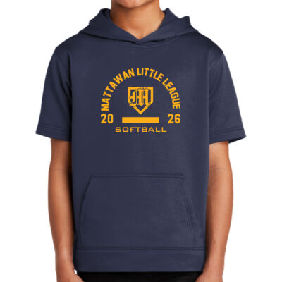 Softball- - Youth Sport Wick ® Fleece Short Sleeve Hooded Pullover Thumbnail