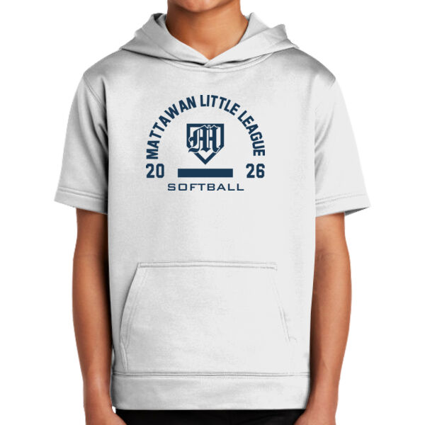 Softball- - Youth Sport Wick ® Fleece Short Sleeve Hooded Pullover Thumbnail