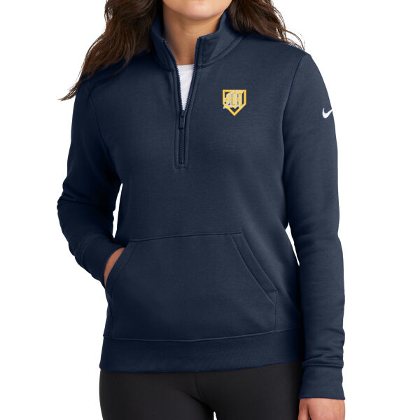 EMB- - Nike Women's Club Fleece Sleeve Swoosh 1/2-Zip Thumbnail